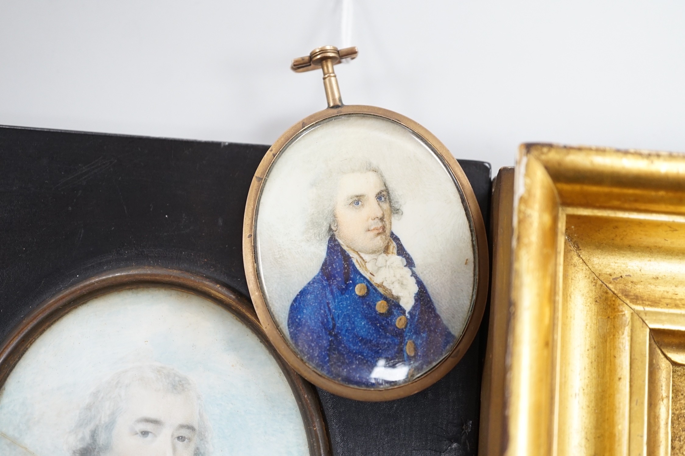 A selection of three watercolour portrait miniatures on ivory relating to the Potenger Family
